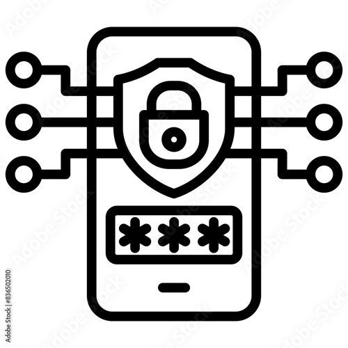 Mobile Security Outline Icon