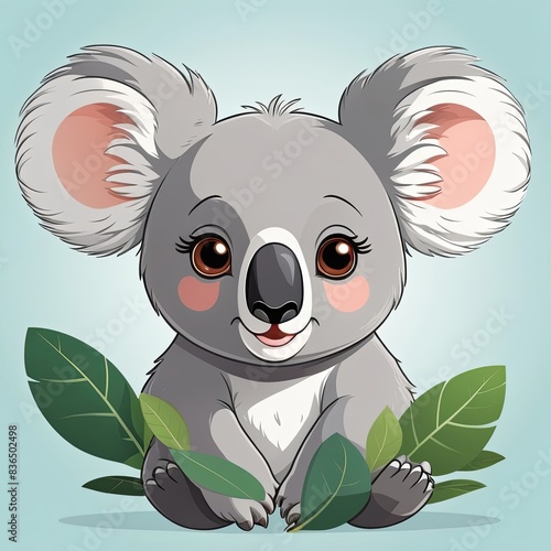 Playful Cartoon Style, a koala's face photo