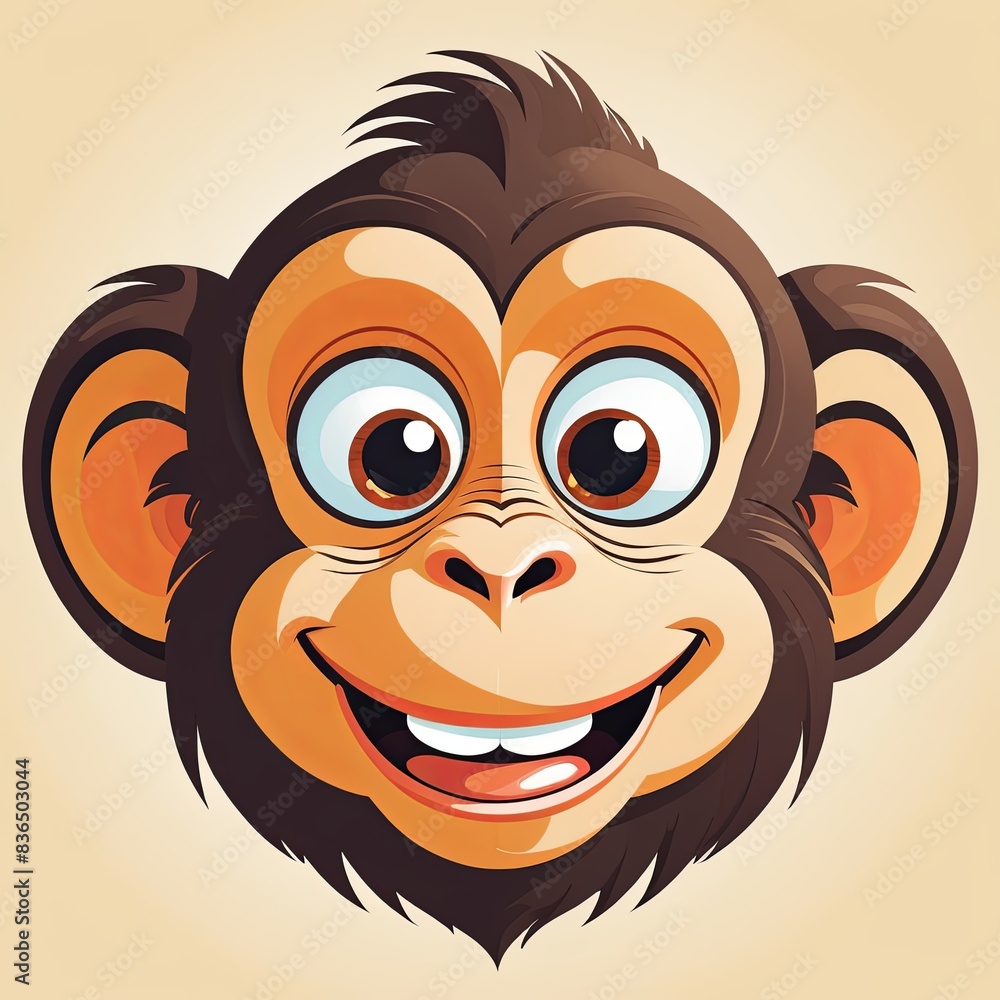 Playful Cartoon Style, a monkey's face Playful Cartoon Style, a monkey's face