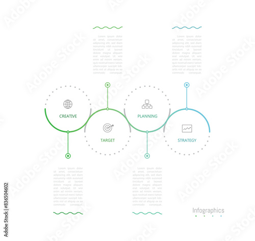 Infographic 4 options design elements for your business data. Vector Illustration.