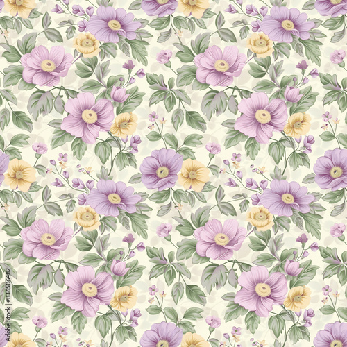 Wallpaper Mural Floral variety color, form natural, seamless fabric pattern. Torontodigital.ca