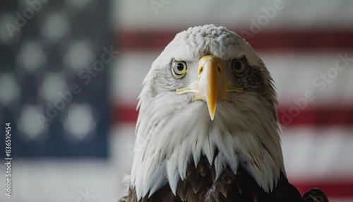 Bald Eagle Staring Beneath Starlit Sky on Independence Day