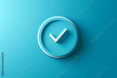 Paper cut Check mark in round icon isolated on blue background. Check list button sign. Paper art style. Vector.