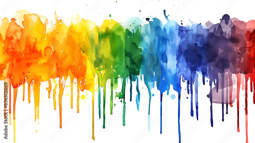 Fototapeta premium Rainbow watercolor paint splatter background
