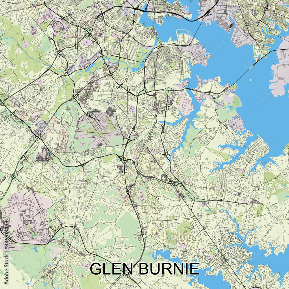 Obraz premium Glen Burnie, Maryland, United States map poster art
