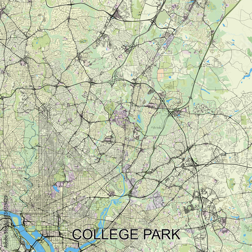 College Park, Maryland, United States map poster art