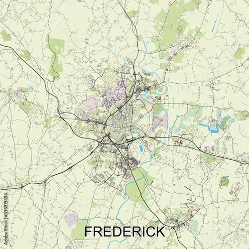 Frederick, Maryland, United States map poster art