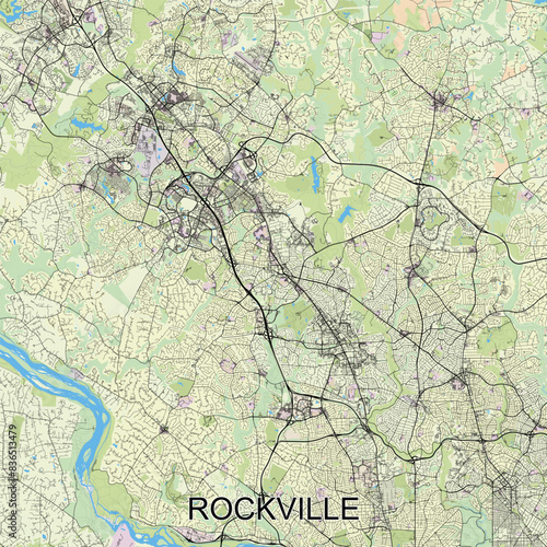 Rockville, Maryland, United States map poster art