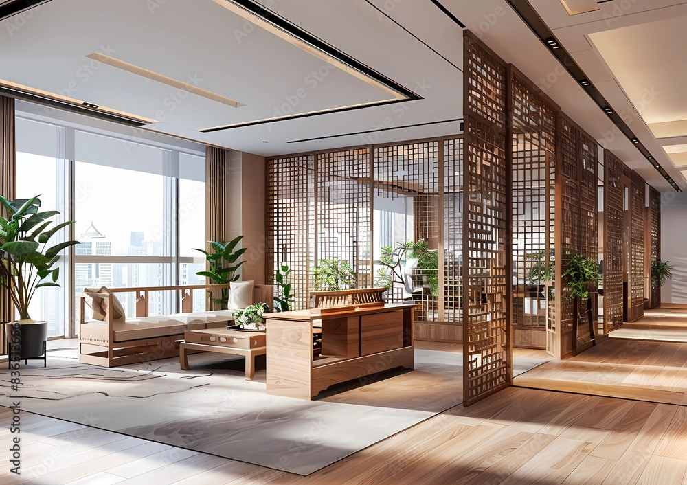 Tranquil Chinese-Style Office Promoting Employee Well-being Tranquil Chinese-Style Office Promoting Employee Well-being