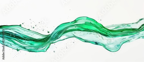 banner of a floating green wavy stream of water on a flat white background