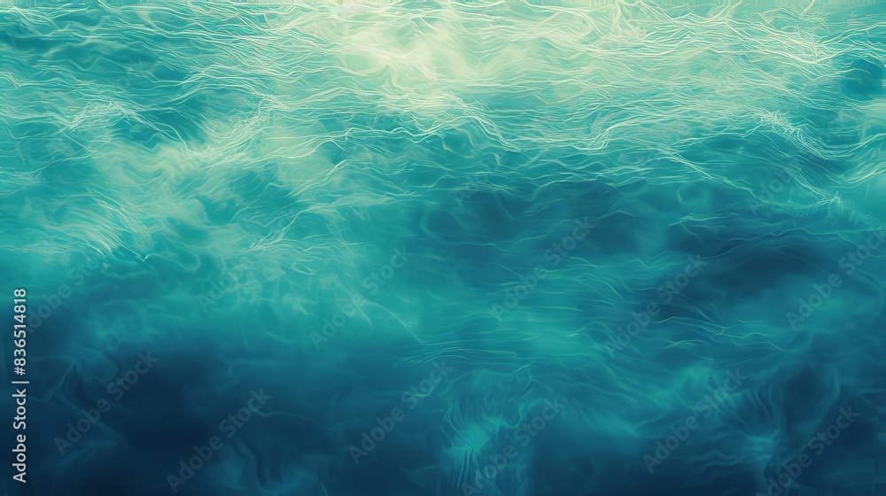 Illuminated Sea Water with Gradient Effect from green to Deep Blue, Ripples and Undulating Lines at Surface, Darkening at Bottom
Illuminated Sea Water with Gradient Effect from green to Deep Blue, Ripples and Undulating Lines at Surface, Darkening at Bottom