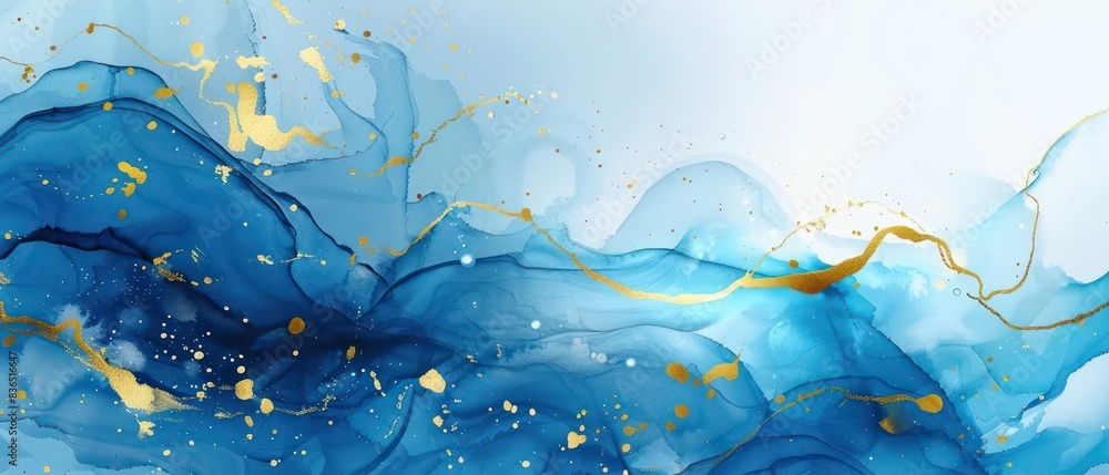 abstract wallpaper with wavy watercolor effects in blue and liquid gold, nice texture and very artistic
abstract wallpaper with wavy watercolor effects in blue and liquid gold, nice texture and very artistic