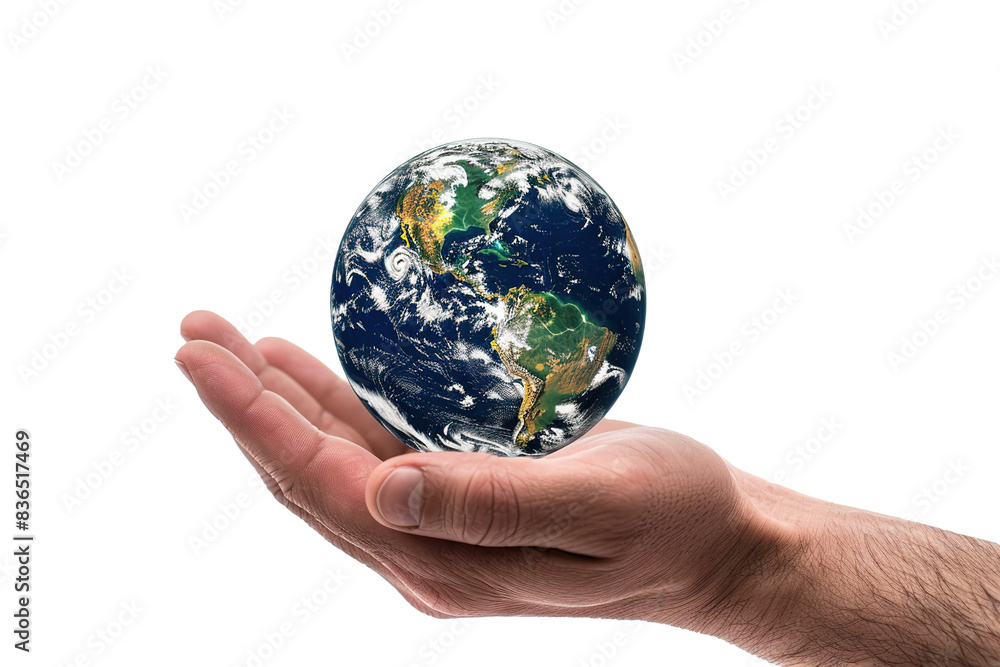 Earth Day concept: Human hands holding global over white background. Earth Day concept: Human hands holding global over white background.