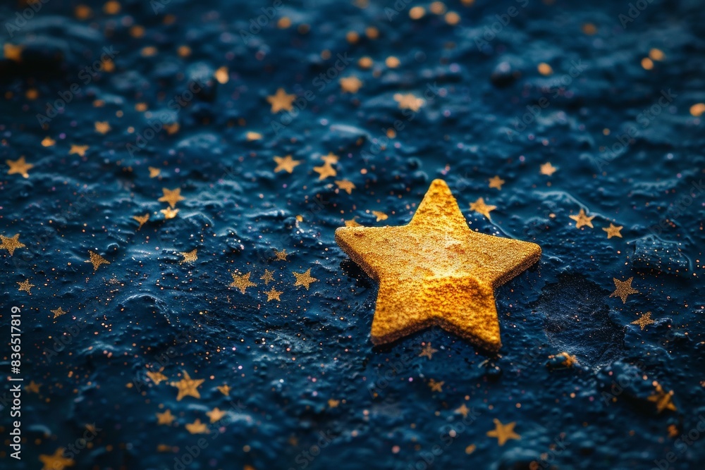 Lone Yellow Star Shining Brightly in a Vast Night Sky: A Symbol of Uniqueness and Confidence