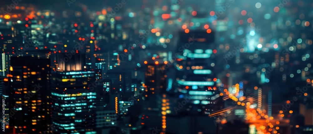 Fototapeta premium cityscape at night with nice depth and beautiful panorama