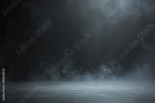 Mysterious Fog Envelops Empty Concrete Floor: Abstract Atmosphere for Product Showcase