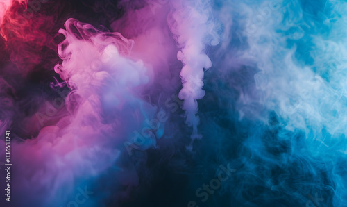 Colorful White smoke on black or dark Abstract Smoke Pink and blue smoke on black background A mesmerizing scene of colorful smoke and vapor blending together.
