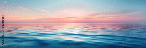 panoramic view of the sea at sunset  blue sky with beautiful colors  calm water  calm weather  soft light  high resolution photography  hyper realistic