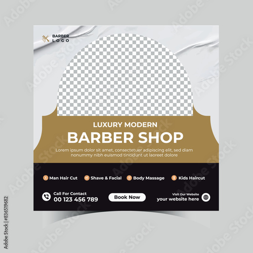 Luxury modern Berber shop social media post design