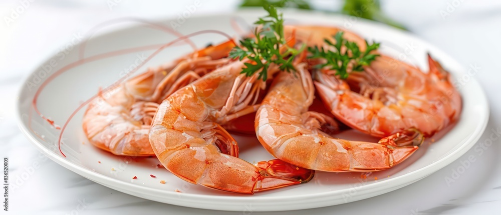giant food shrimp on a plate, realistic and professional setting giant food shrimp on a plate, realistic and professional setting