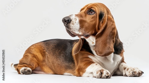 basset hound dog wallpaper isolated on a neutral background, very photographic and professional
