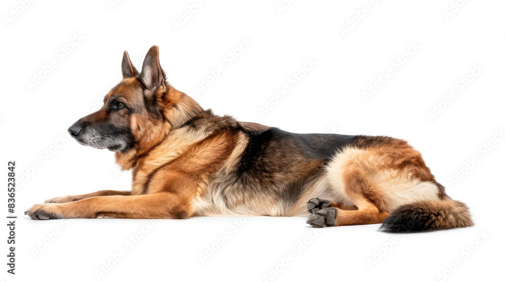 german shepherd dog wallpaper isolated on a neutral background, very photographic and professional
