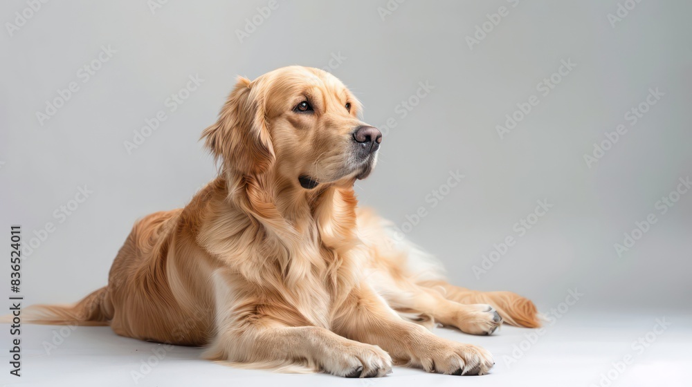 golden retriever dog wallpaper isolated on a neutral background, very photographic and professional