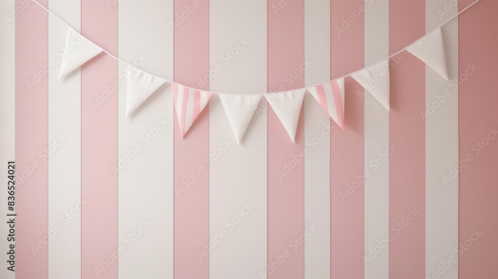 Obraz premium Sustainable New Year Celebration Decor in Pastel Pink and White, Eco-Friendly Minimalist Design