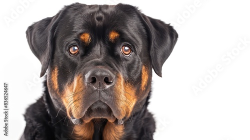 rottweiler dog wallpaper isolated on a neutral background, very photographic and professional