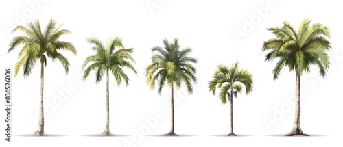 assortment of palm trees on a white background