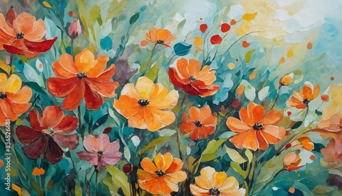 Sunlit Meadow: A Vibrant Impressionist Floral Canvas, wall art concept.
