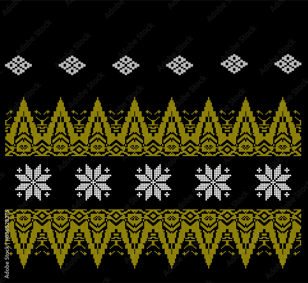 Songket Motif Rebung and bunga melur. Black gold malay songket ...