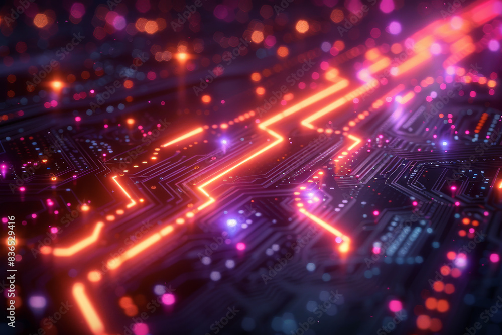 Obraz premium Digital background for tech, AI, neural networks, data, audio, graphics