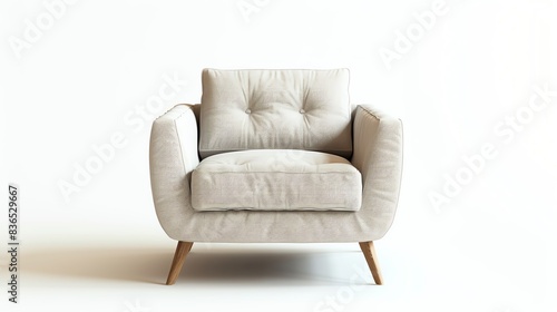 armchair, modern and cozy, isolated white background