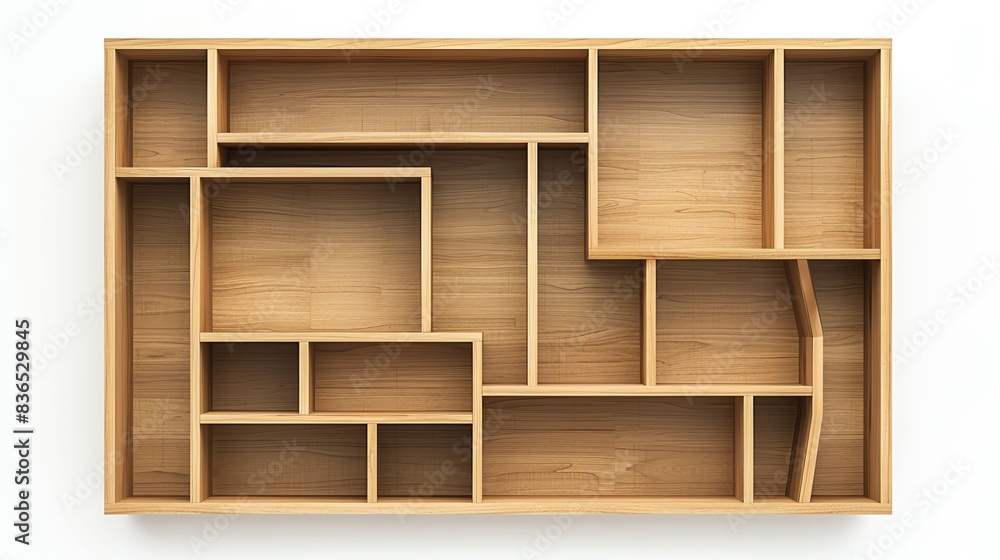 Modern bookcase, minimalist, isolated white background Modern bookcase, minimalist, isolated white background