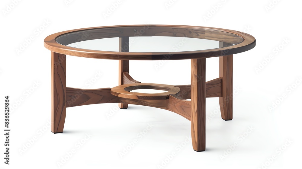 Modern coffee table, glass top, isolated white background Modern coffee table, glass top, isolated white background