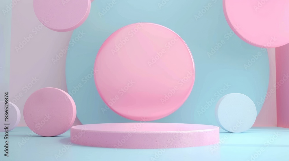 Stand podium wall scene pastel color background, geometric shape for product display presentation. Minimal scene for mockup products, stage showcase, promotion display Stand podium wall scene pastel color background, geometric shape for product display presentation. Minimal scene for mockup products, stage showcase, promotion display