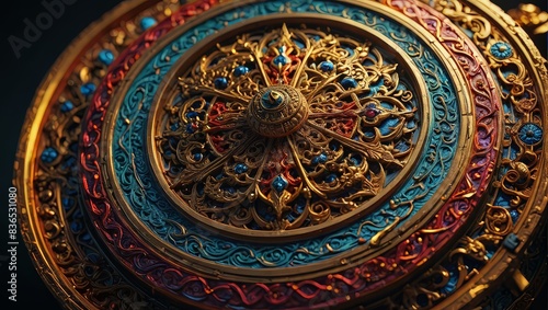 Ornate Gold and Blue Circular Design