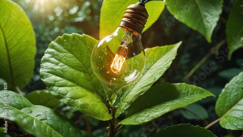 Lightbulb in a Green Forest