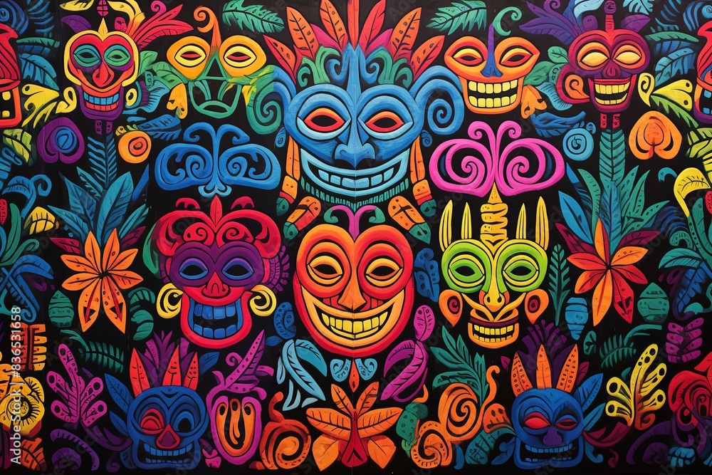 Fototapeta premium Guna Yala Heritage Unveiled Vibrant Panama Mola Tapestry