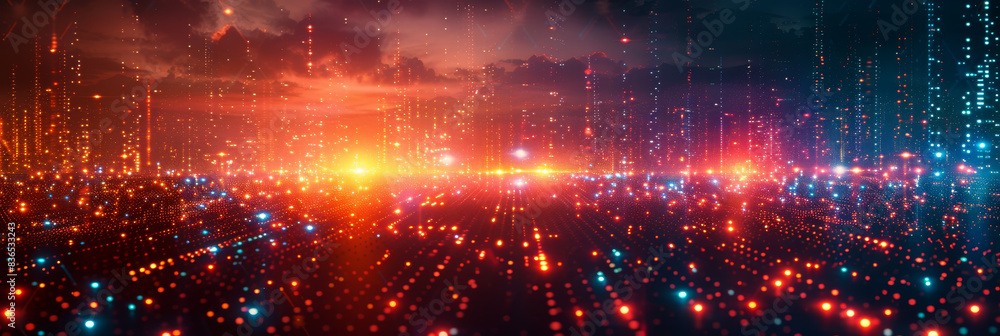 Fototapeta premium Digital background for tech, AI, neural networks, data, audio, graphics