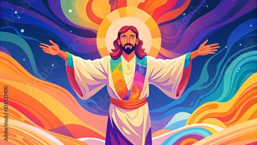 Jesus Christ Abstract Colorful Background Digital Art