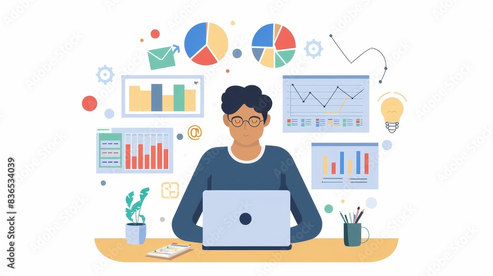 Digital Marketer Mastering the Art of Data Analysis and Campaign Strategy on Laptop Digital Marketer Mastering the Art of Data Analysis and Campaign Strategy on Laptop