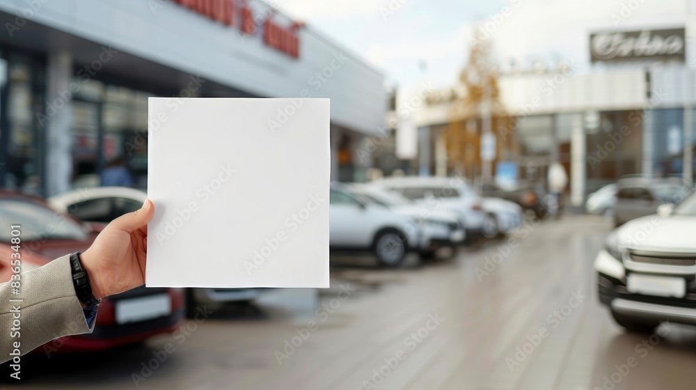 Empower Your Brand Person Holding Blank Sheet of Paper in Automotive Setting Empower Your Brand Person Holding Blank Sheet of Paper in Automotive Setting