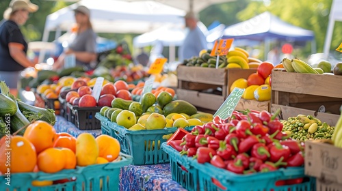Farmers market with local organic produce