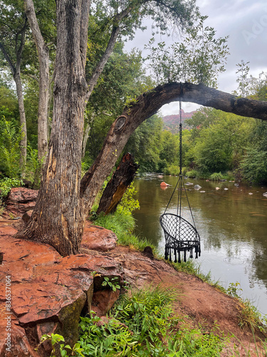 Chair swing by the river in Sedona, Arizona