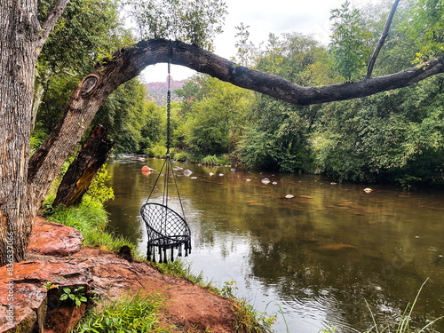 Chair swing by the river in Sedona, Arizona