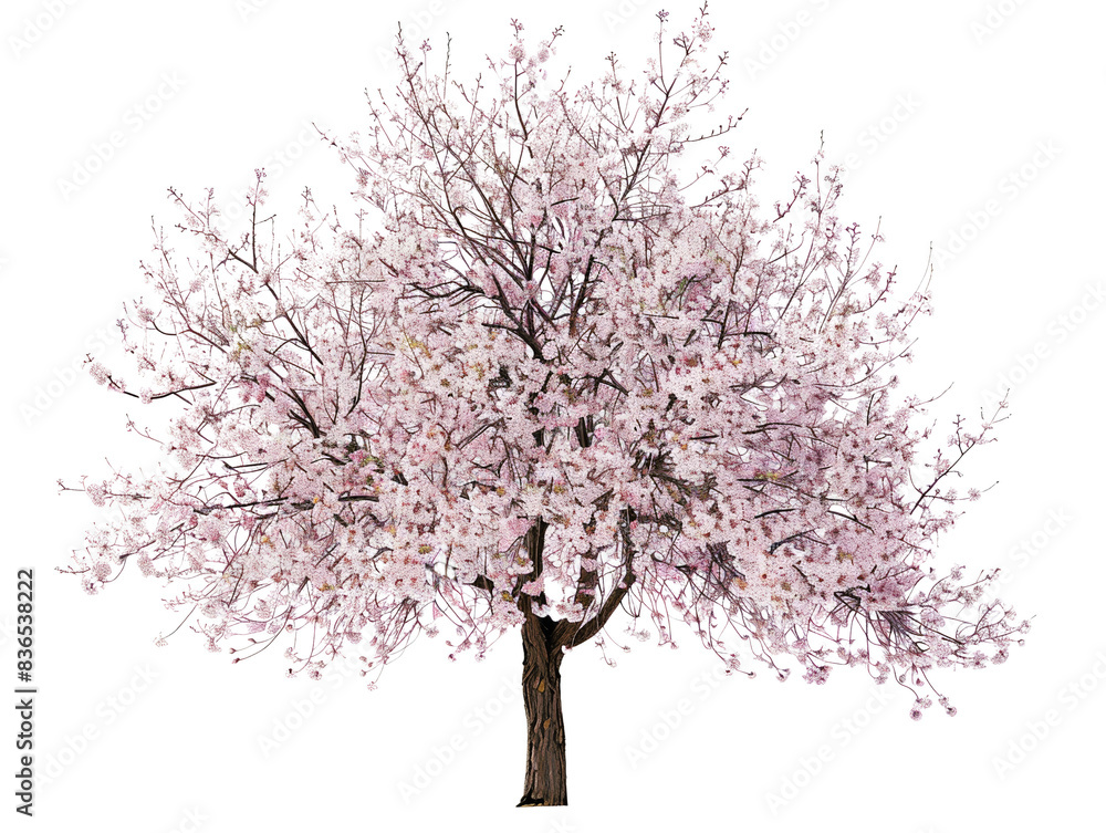 Obraz premium Beautiful cherry blossom tree in full bloom, with vibrant pink flowers. Perfect for spring and nature-themed projects.
