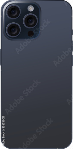 iphone 15Pro_back backside iphone 15 mockup front view isolated vector illustration on white background. Smartphone or mobile phone or cellphone cut out template. 