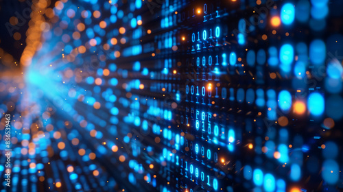 Wallpaper Mural Blue digital binary data on computer screen background - Torontodigital.ca